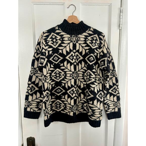 Vintage Ralph Lauren Hand Knit 100% Worsted Wool Fair Isle Sweater Size Medium - Picture 1 of 6